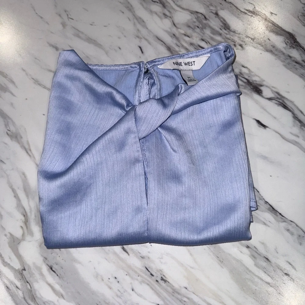 Nine West Light Blue Satin Top - Picture 3 of 10